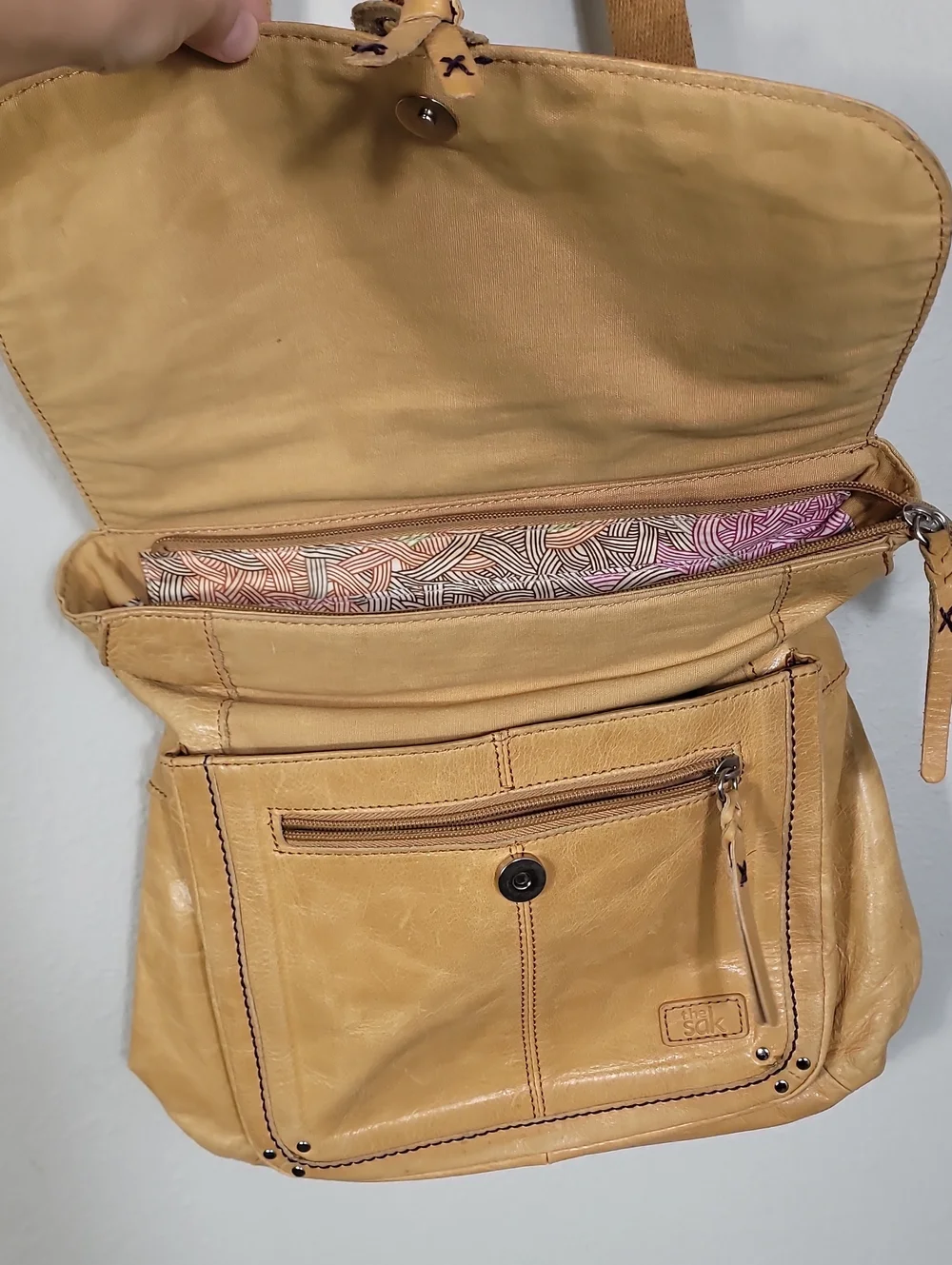 The Sak Ventura Convertible Backpack Crossbody Brown Leather Studded Boho